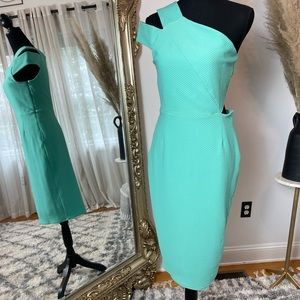 ASOS Turquoise Asymmetrical Cut Out Sleeveless Midi Dress US Size 8
